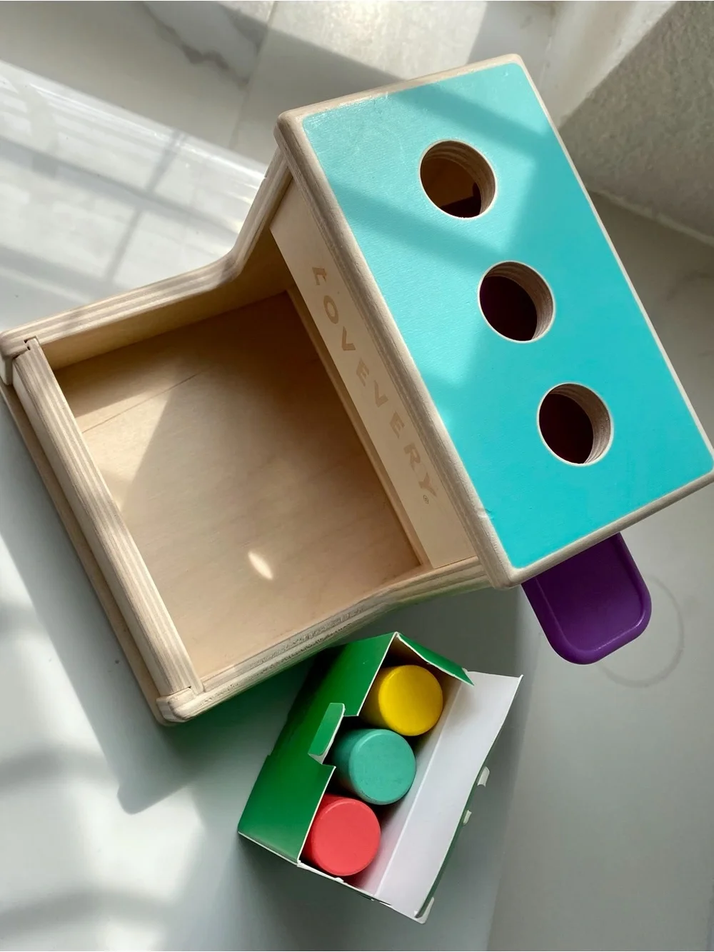 LovEvery Wooden Shape Sorter - Teal Top